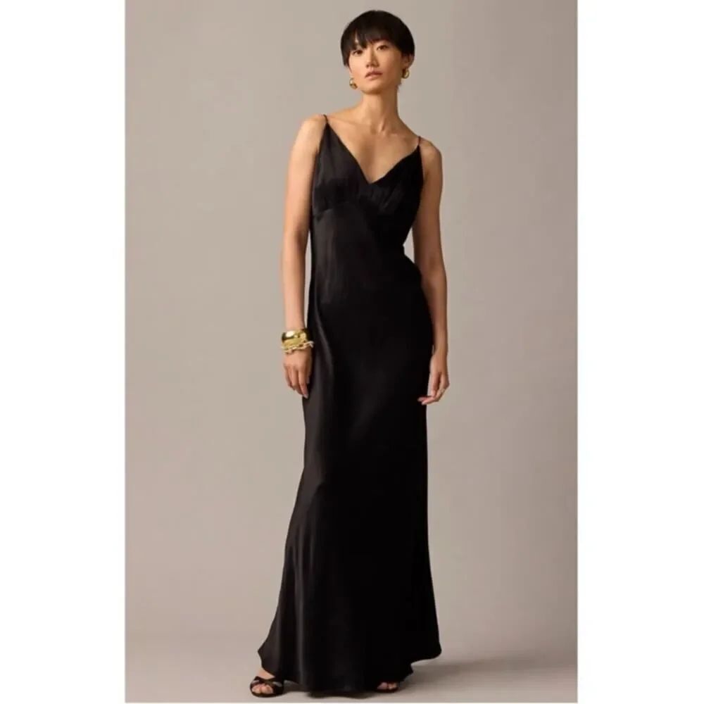 NWT J. Crew Collection Full-length V-neck Slip dress in Luster Crepe Sz. 12